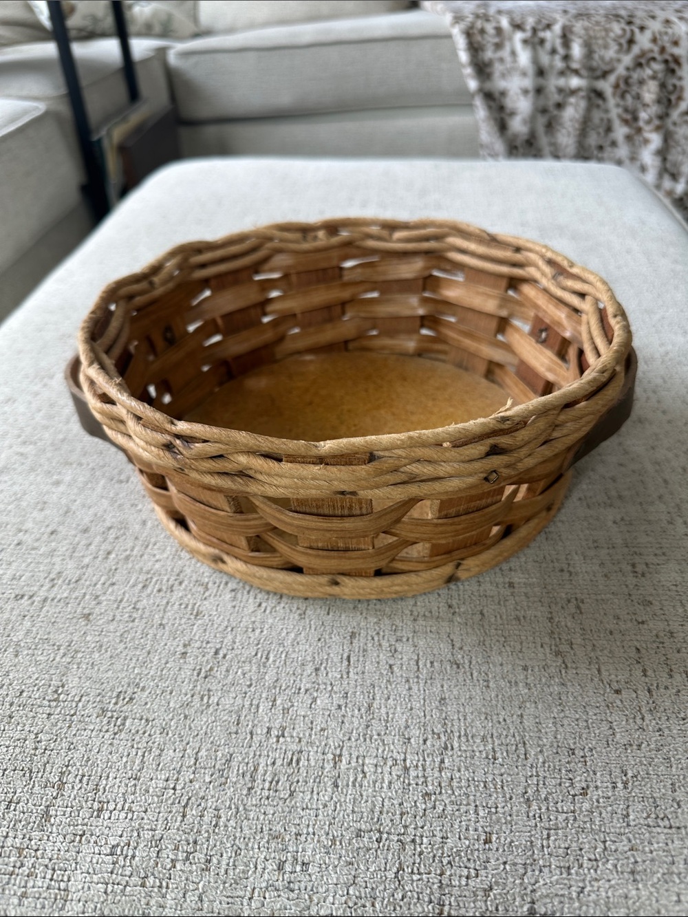 70s Vintage Pyrex Woven Tan Brown Round Storage Basket- models 024 624 684